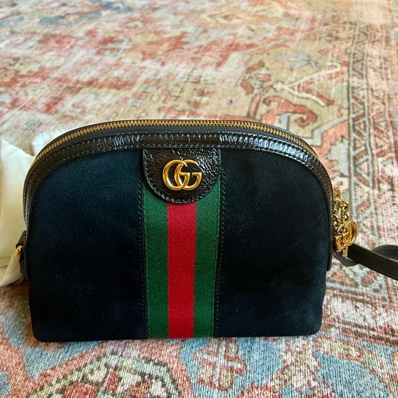 Gucci Suede Patent Web GG Small Ophidia Shoulder Bag - Picture 4 of 7